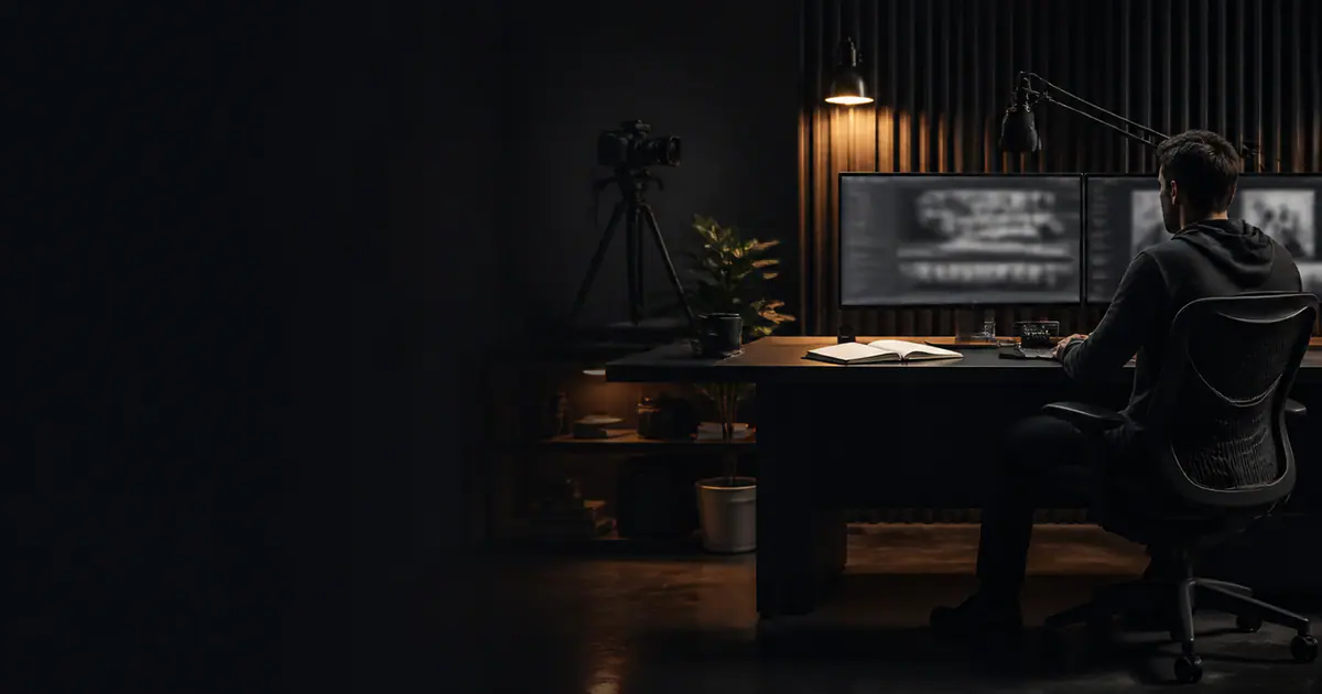 Academy Gaming editorial artwork showing a gaming content workstation
